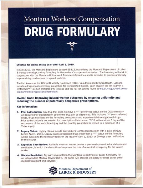 WC Rx Formulary Reality in Montana